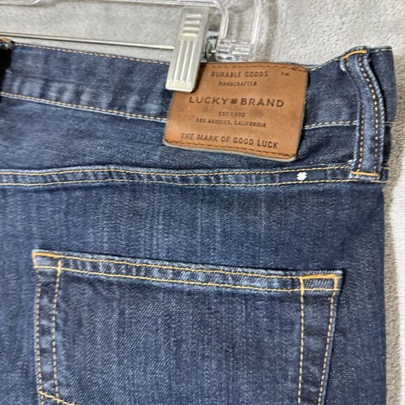 Lucky Brand Jeans 410 Athletic Slim 34x30 (Inseam 29) Whiskered Dark Wash - Picture 4 of 10
